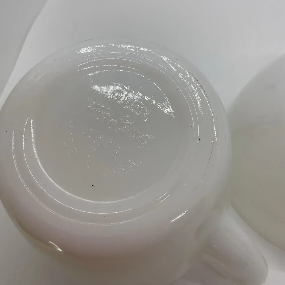 Vintage Fire King Milk Glass Honeysuckle Creamer and 2 Cups